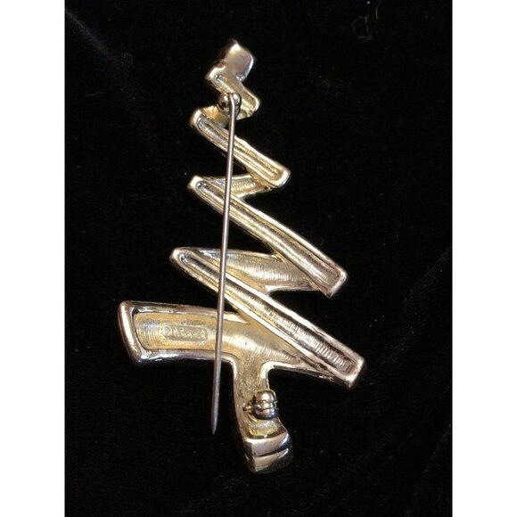 Monet Christmas Tree Brooch, Vintage Rhinestone Christmas Tree Pin, Vintage Mone - Picture 5 of 6
